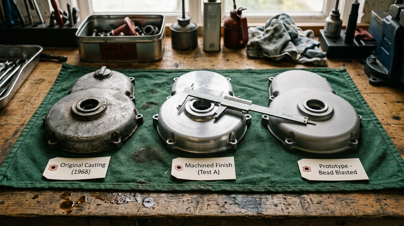 Même référence en trois versions : pièce d’origine, refabrication et adaptation, côte à côte