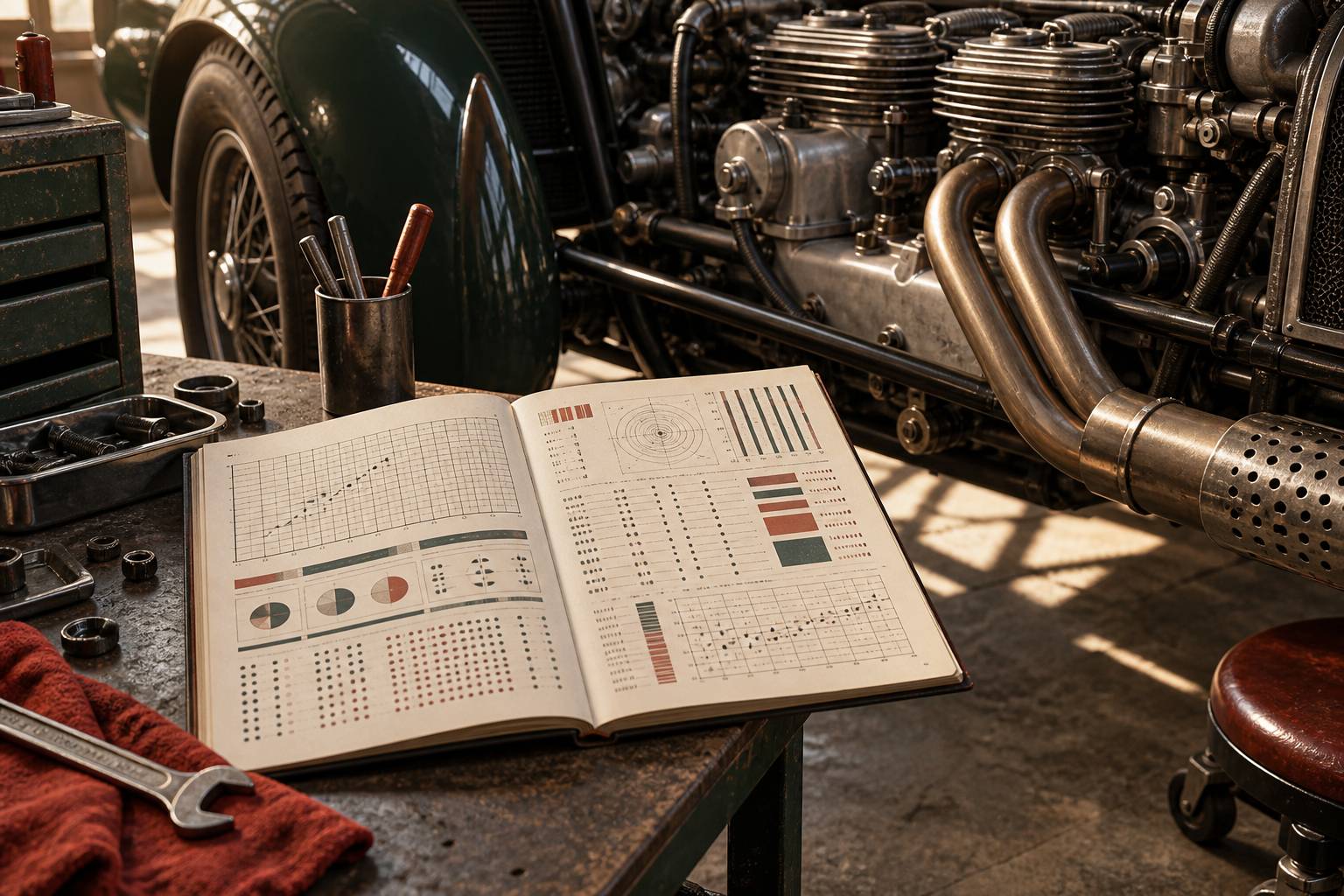 Détail du moteur et de l'échappement d'un roadster générique