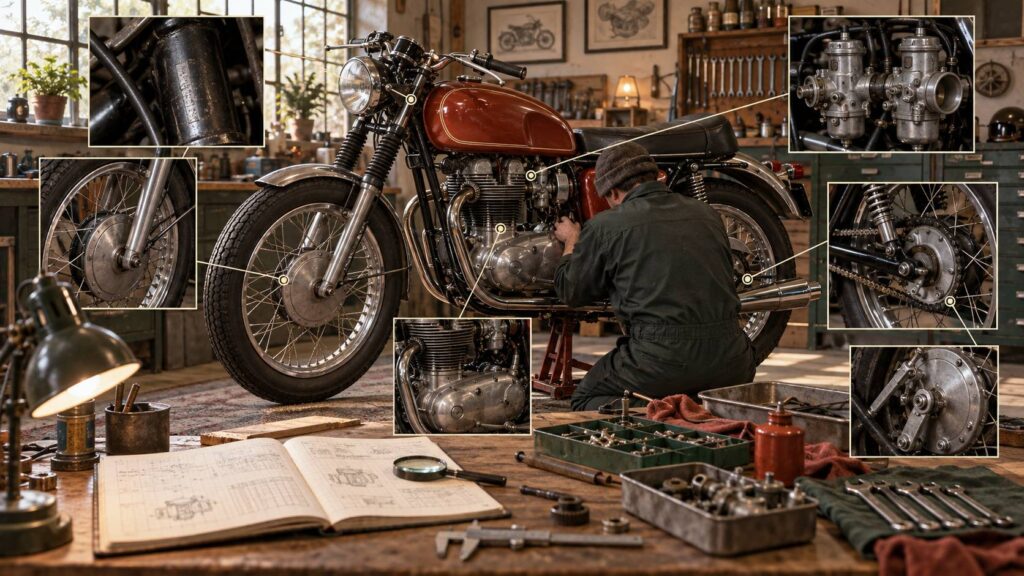 Illustration éditoriale du sujet : Triumph Bonneville T120 1968 : points de contrôle avant achat